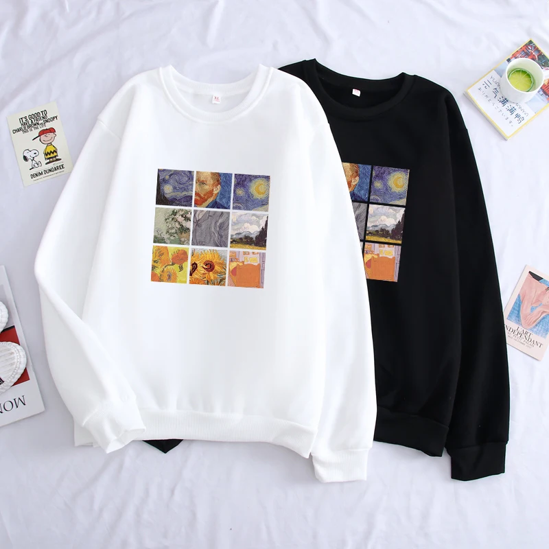 Men Van Gogh Print Hoodies Unisex Solid Long Sleeve Casual Sweatshirts moletom Hip Hop Harajuku Winter Coat Fleece Clothes Men Van Gogh Print Hoodies Unisex Solid Long Sleeve Casual Sweatshirts moletom Hip Hop Harajuku Winter Coat Fleece Clothes