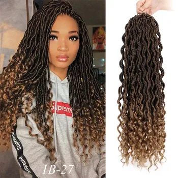 

Goddess Faux Locs Crochet Hair Bohemian Locs Curly Crochet Braids Synthetic Faux Locs Hair Extensions 20 Inch Hair Ombre