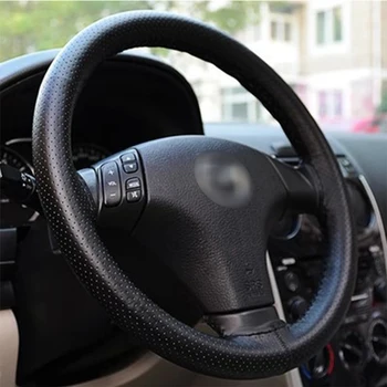 

Mutips steering wheel cover leather 38cm car-styling center console DIY steer wheels texture soft universal accessories auto