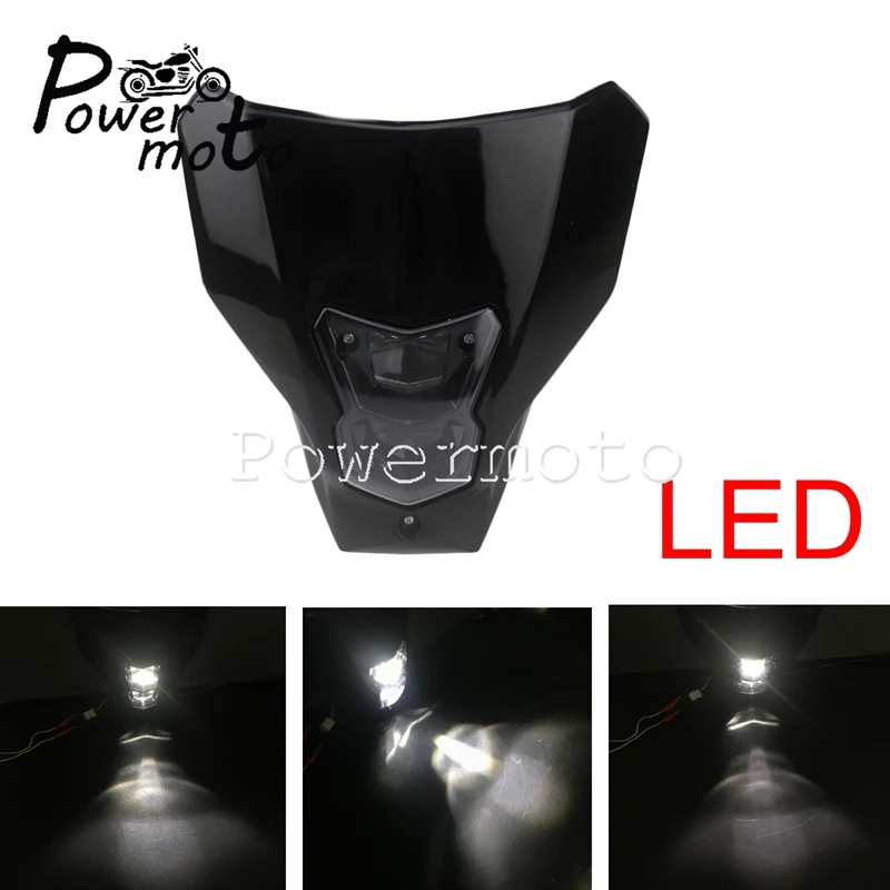 Двойная Спортивная двойная фара H4 светодиодный белый светильник для Honda CRF450L CRF450XR CRF 150 230 250 450 R F L- Байк - Цвет: LED Black