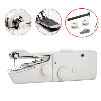 

Household Mini Hand Sewing Machine Portable Quick Stitch Sew Needlework Cordless Clothes Fabrics Electronic Sewing Machine