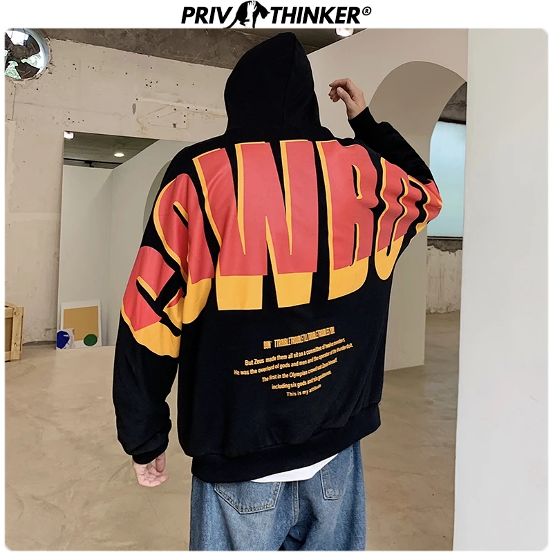 Толстовка с капюшоном Privathinker Мужская осенняя хлопковая принтом в стиле хип хоп