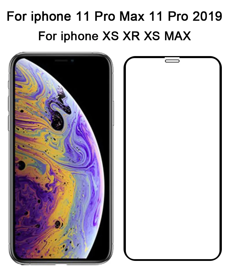 Полное покрытие закаленное стекло для iphone 11 Pro Max 0,3 мм 9H Защитное стекло для экрана для iphone 11 Pro X XR Xs Max стеклянная пленка