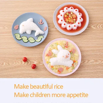 

4PCS/1 Set Rice Mold Sushi Mold Onigiri Rice Ball Bento Press Maker Mold DIY Tools Utility Kitchen Accessories Children Like