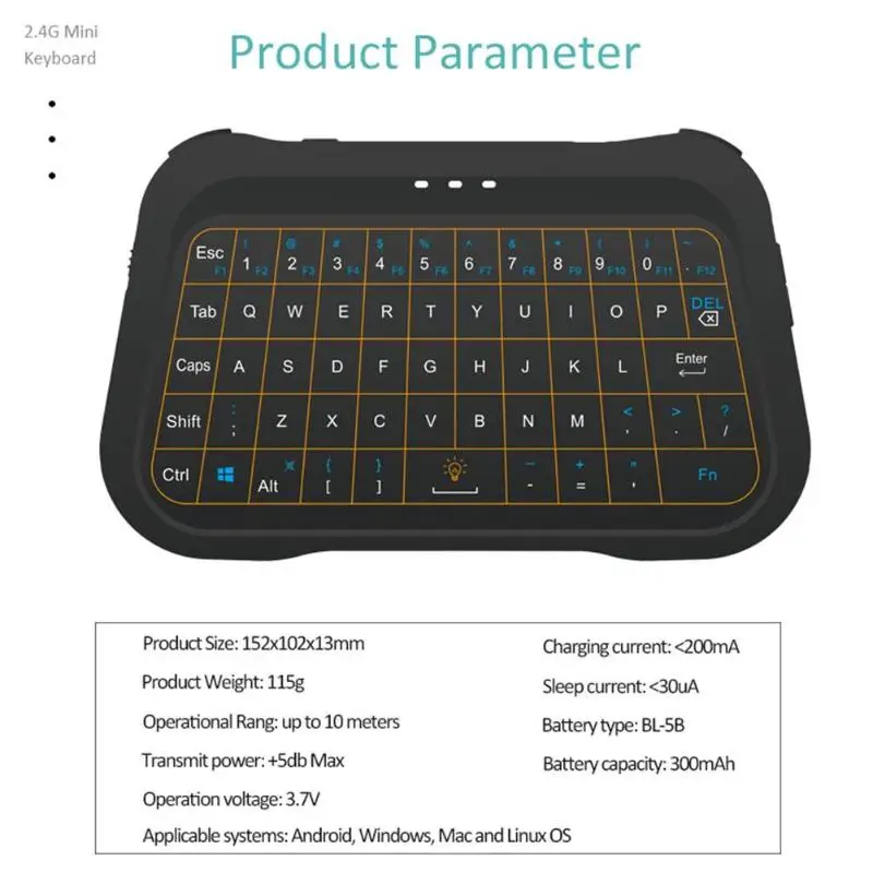 T18 Mini Air mouse 2,4G Беспроводная клавиатура с сенсорной панелью многофункциональный пульт дистанционного управления с Цветной подсветкой для ПК Android tv Box