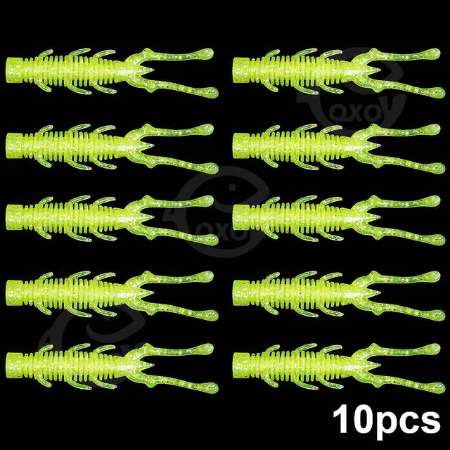 QXO 10pcs/lot Fishing Lure Soft Lure Silicone Bait TPE Sea Fishing Worm Spinnerbait Surface Lure Shrimp Lure  Accessories F 10pcs