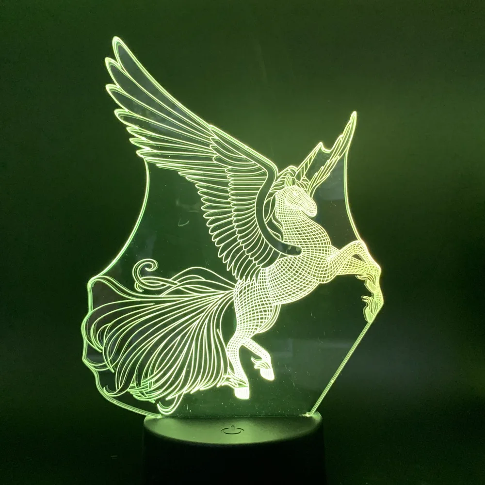 3D лампа Pegasus цвета Изменение ночник для детей подарок жилая комната 3D свет сенсорные ночники животные светодиодный ночник