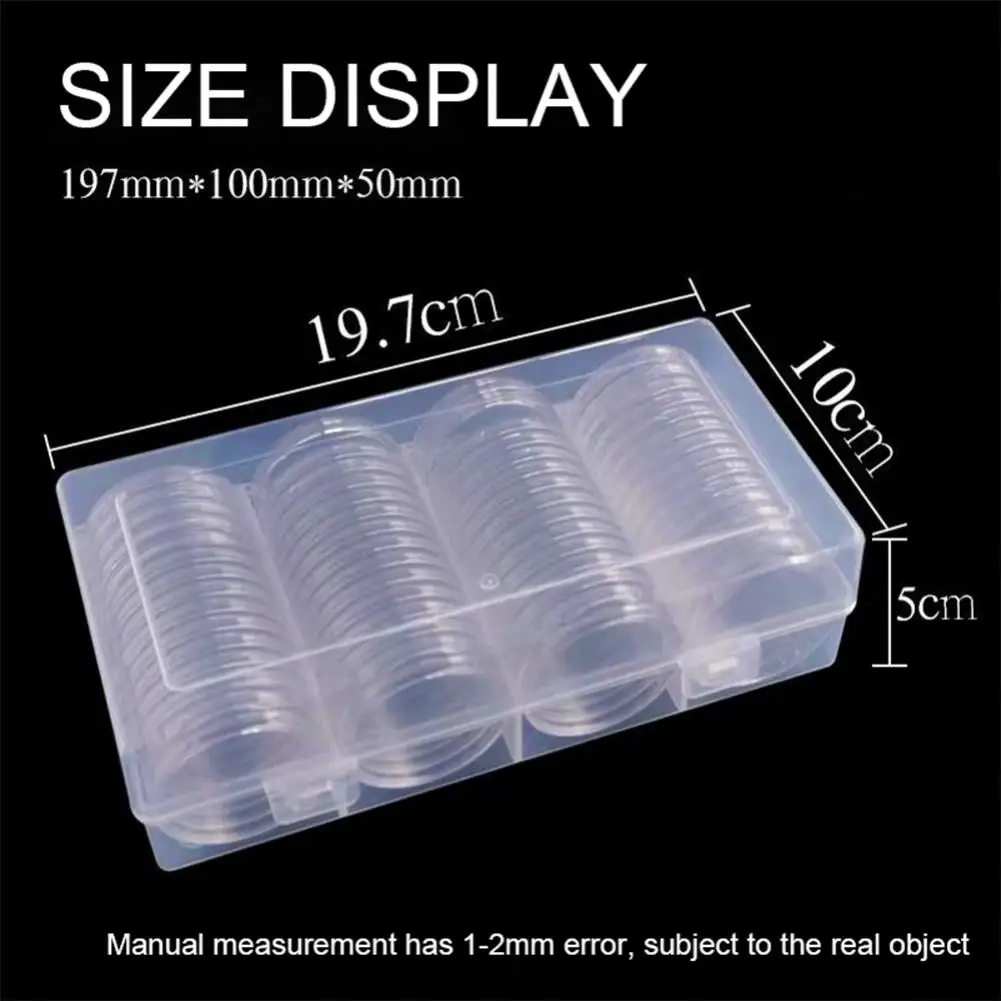 60Pcs/Set 41MM Portable Coin Holders Reusable Acrylic Transparent Storage Cases Round Protector Organizers for Collection 3