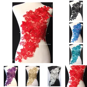 

5pcs/lot x 7Color(Red Black Teal Blue Purple Gold Cream+)Floral Lace Embroidered Flower Appliques Collars Sewing DIY Craft BNC86