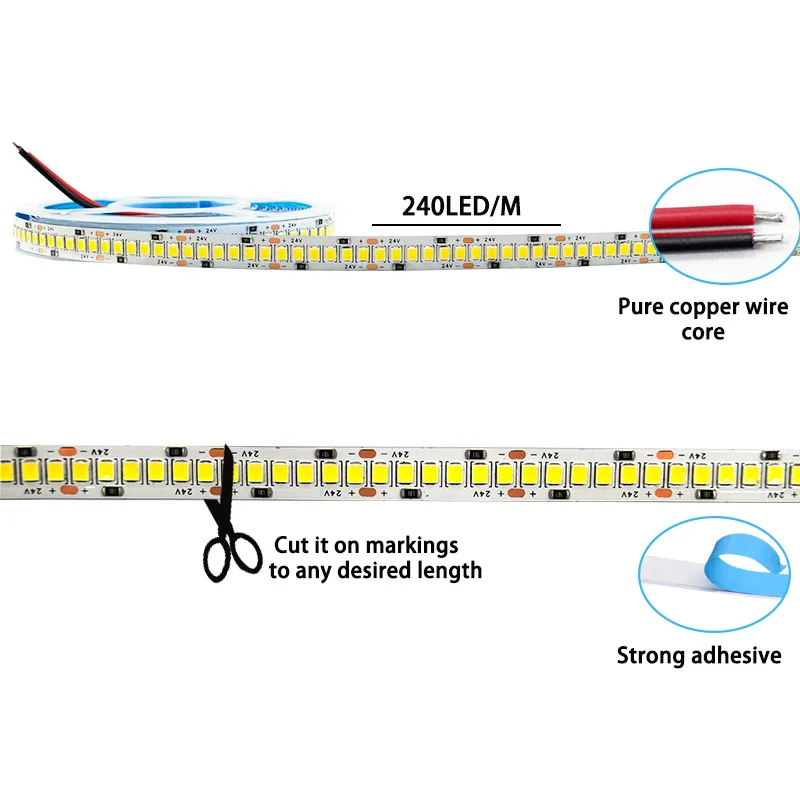 Striscia STRIP Led Flex 5 Metri Dimmerabile 12 Volts 1200 LED SMD 2835 90w 10120 Lumen Luce Casa Negozio Camper Camion Auto 3000k 84855493 - Foto 7