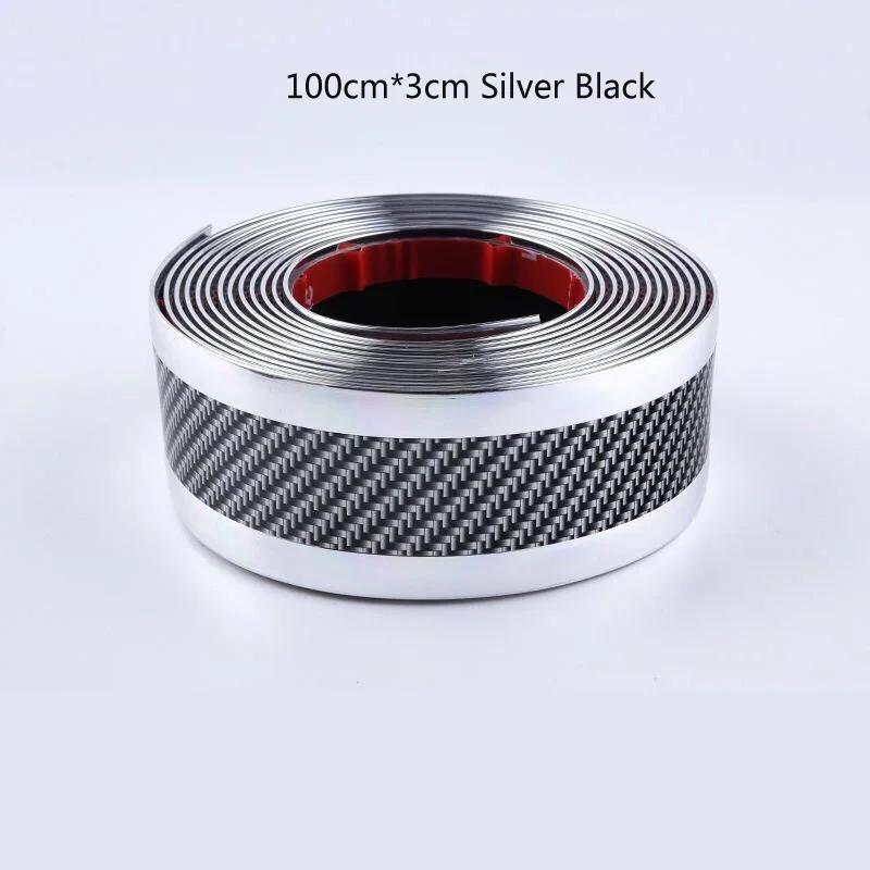 100X3cm Silver Black 1 метр резиновая формовочная полоска резиновая для автомобильной двери педаль отделка бампер DIY порога протектор края защита автомобиля Стайлинг - Цвет: 100X3cm Silver Black