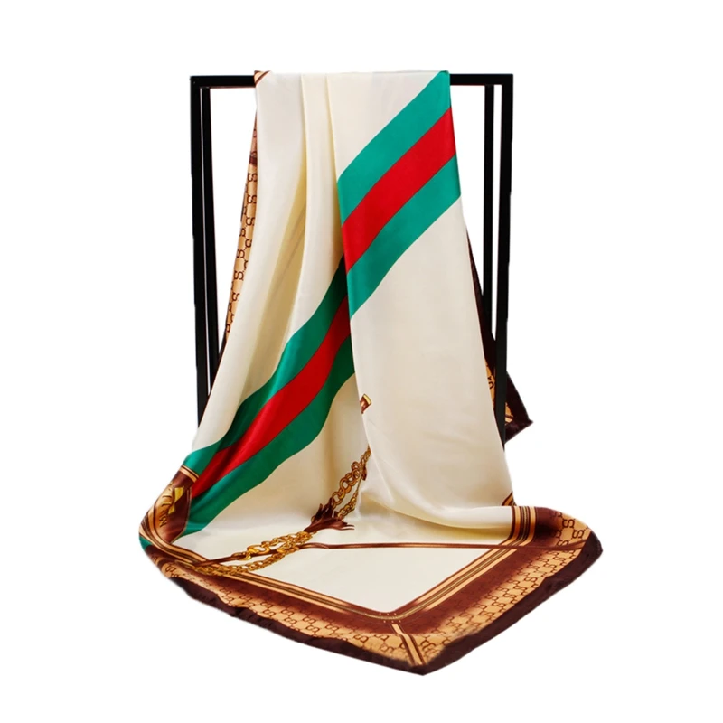 

Women Silk Scarf Square Head Scarves Wraps Luxury Quality Female Satin Shawls and Wraps 90*90