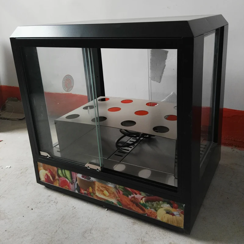 Conical pizza insulation cabinet cooked food display cabinet long-lasting insulation right angle glass display