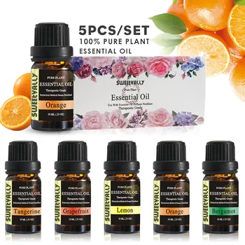 

5pcs/set Natural Plant Perfume Oil Lemon Grapefruit Tangerine orange Bergamot Oil Natural Anti-Aging Body Massage Oil