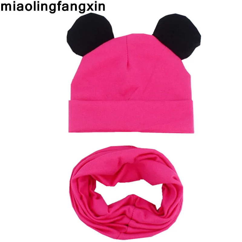 New Cotton Children Hat Scarf Set Children's Lovely Ears Caps Beanies High Quality Boys Girls Hat Scarf Set Kid Hats Photo Props