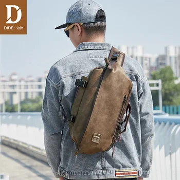 

DIDE New Multifunction Three layer Men's Chest Bag Male PU Leather Messenger Shoulder Bag For Teenagers Travel Crossbody Bolsas