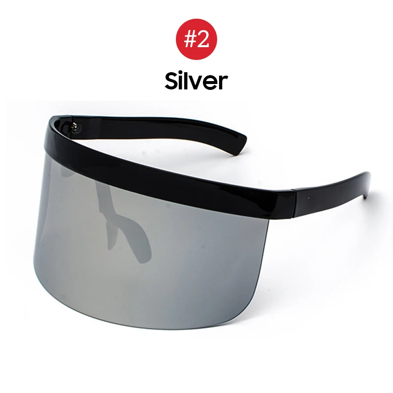 RBRARE солнцезащитных очков с козырьком, зеркальные очки с большой коробкой, защищающие от подзорья, персонализированные маски, солнцезащитные очки, трендовые оттенки, Веселый солнцезащитный крем - Цвет линз: 2 Black Silver