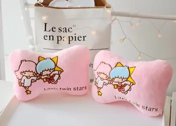 

1 pair Cartoon My Melody Little Twin Star Cinnamoroll Pudding Dog Plush Car Safety Seat Belt Cover Bone Headrest Neck Pillow Toy