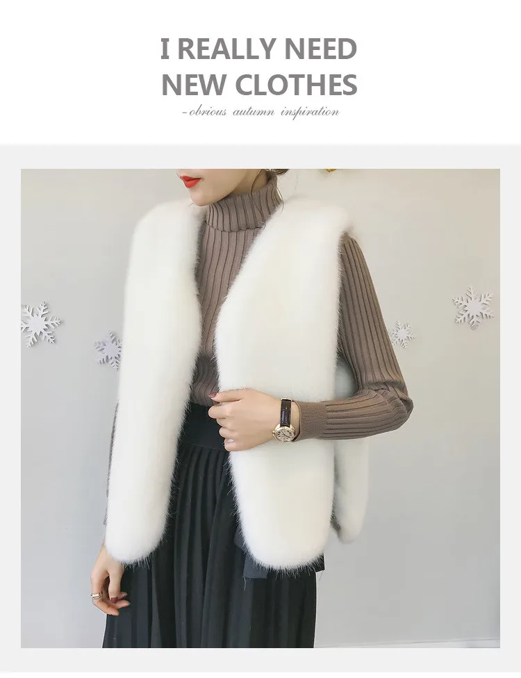 Retro Winter Women's Faux Fur Coat Artificial Fur Vest Furry Vests Femme Jackets Plus Size Warm Fake Fur Gilet Z228