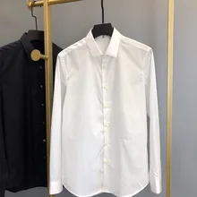 Роскошные брендовые модные белые мужские рубашки с длинным рукавом, Повседневная белая деловая рубашка, мужская приталенная Свадебная рубашка, Мужская одежда, топы