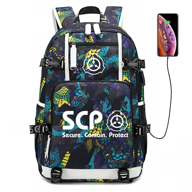 SCP специальные процедуры удержания Косплей рюкзак светящийся usb зарядка для