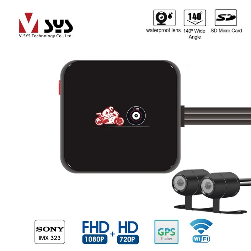 Motorcycle Dash Cam Camera, 1080P+10800P Wifi Screenless Waterproof Mini Motorcycle Camera with G-Sensor 120 Degree Angle Night