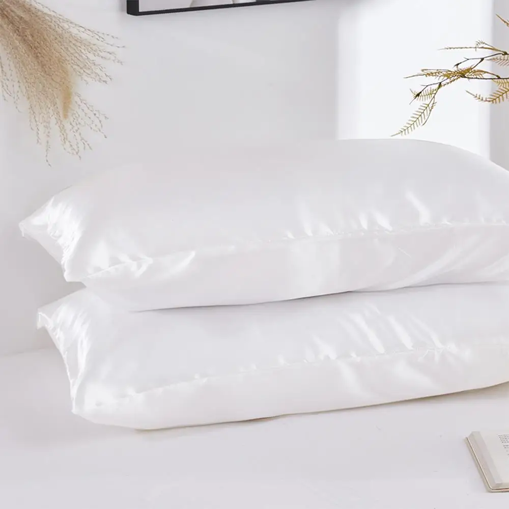 2pcs Satin Silk Soft Mulberry Plain Pillowcase Cover Solid Color Chair Seat Square Pillow Cover Home Plain Pillowcase