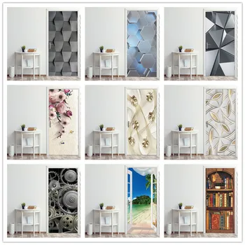 

Modern 3D Door Sticker Home Decor Wallpaper PVC Self-adhesive Waterproof Removable Livng Room Bedroom Decals DIY Wall Art Mural