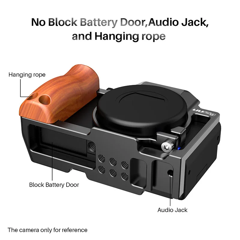 UURig Vlog Camera Cage With Wooden Handle Hand Grip Cold Shoe Mount for Sony ZV1 Camera Can attach with Tripod