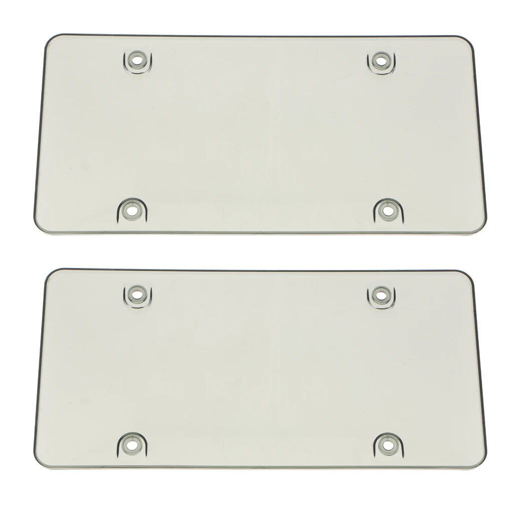 2x License Plate Frame Plastic Cover Shield For US Standard Cars W/ 4 Holes