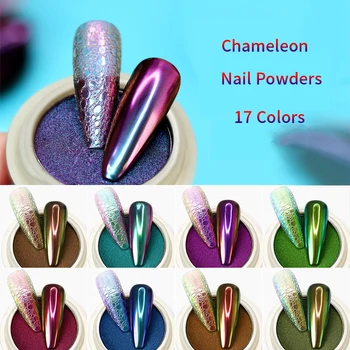 

1g/Box Chameleon Mirror Nail Glitter Powders Aurora Effect Nail Art Chrome Pigment Dust DIY UV Polish Laser Manicure Decorations
