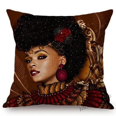Потрясающая африканская красавица, модная черная домашняя декоративная подушка для девочек, фантазия, африканские красавицы, артистический диван, наволочка - Цвет: T329-17