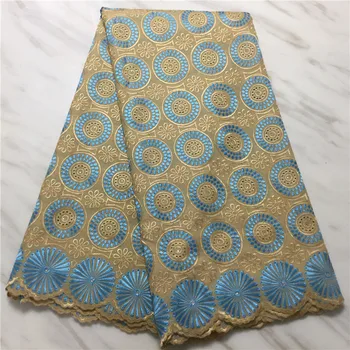 

African Lace Fabric High Quality Nigerian cotton Embroidery Lace with Rhinestone French Net Lace Fabric for Women 5yard pl82-462