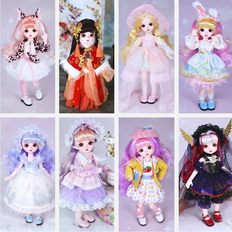 1/6 28 подвижные суставы 30 см BJD кукла с Полный комплект одежды платье парик обувь