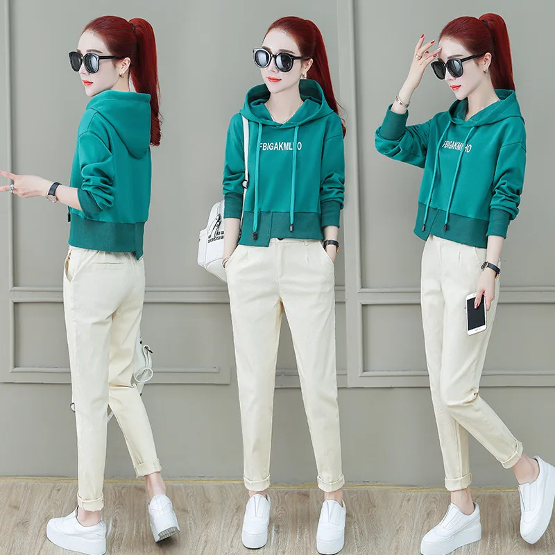

Leisure Sports Suit Female Autumn 2019 New Style Fashion Loose Hoodie Collocation Loose Pants Casual Pants Two-Piece Set