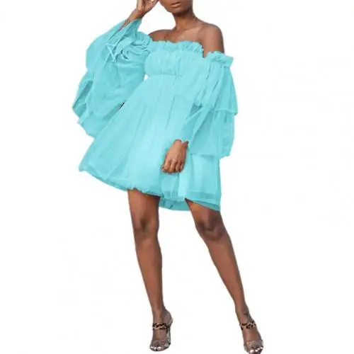 Hot！Mini Christmas Casual Dresses for Women 2022 Beach Style Off Shoulder  Ruffle Slash Neck Flare Sleeve Mesh Dress Streetwear - AliExpress Women's  Clothing