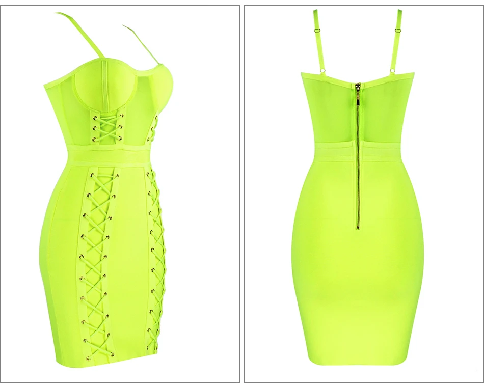 Lace-up Front Decor Bodycon Stretch Bandage Bustier Dress
