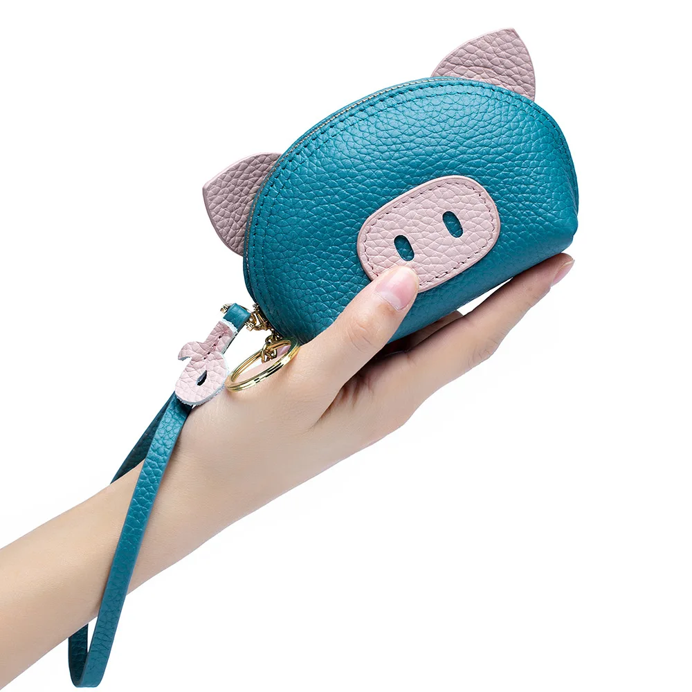 Cartoon Pig Coin Purse Genuine Leather Pouch Zipper Change Girl Gift Mini Card Key Holder | Багаж и сумки