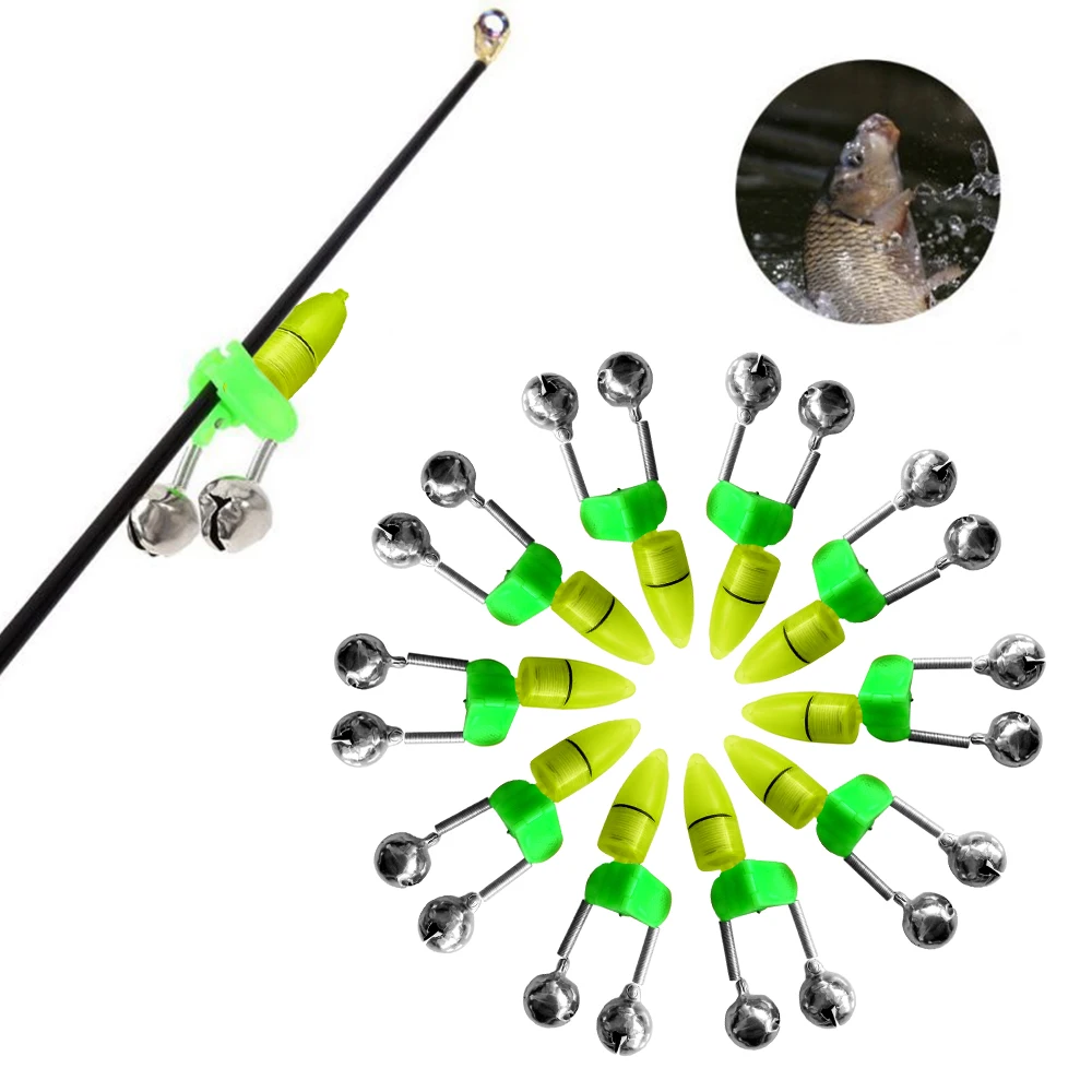10pcs LED Night Fishing Rod Bite Bait Alarm Light with Twin Bells Ring Indicator | Спорт и развлечения