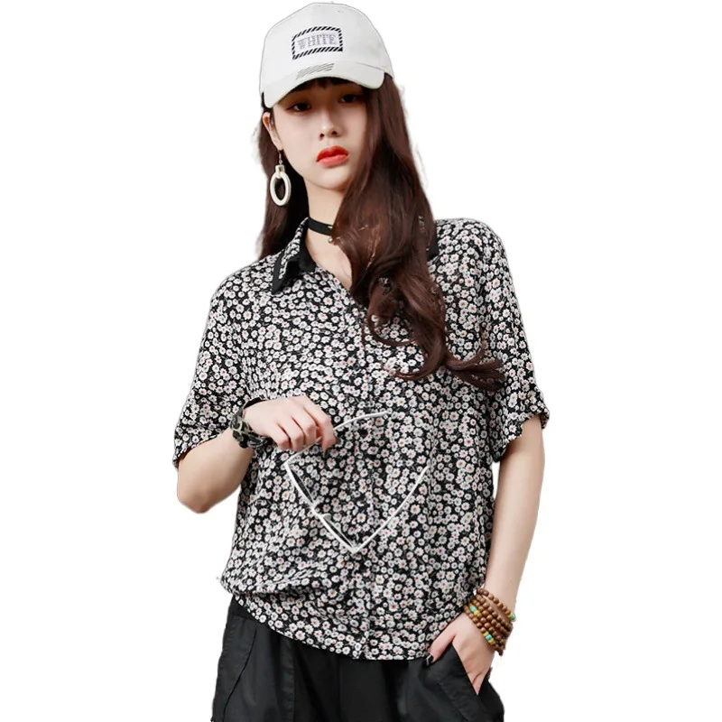 

Small Floral Printing Shirt Women's Short-sleeved 2020 Summer Loose Casual Style Fashion Tops And Blouse Female Yalabovso