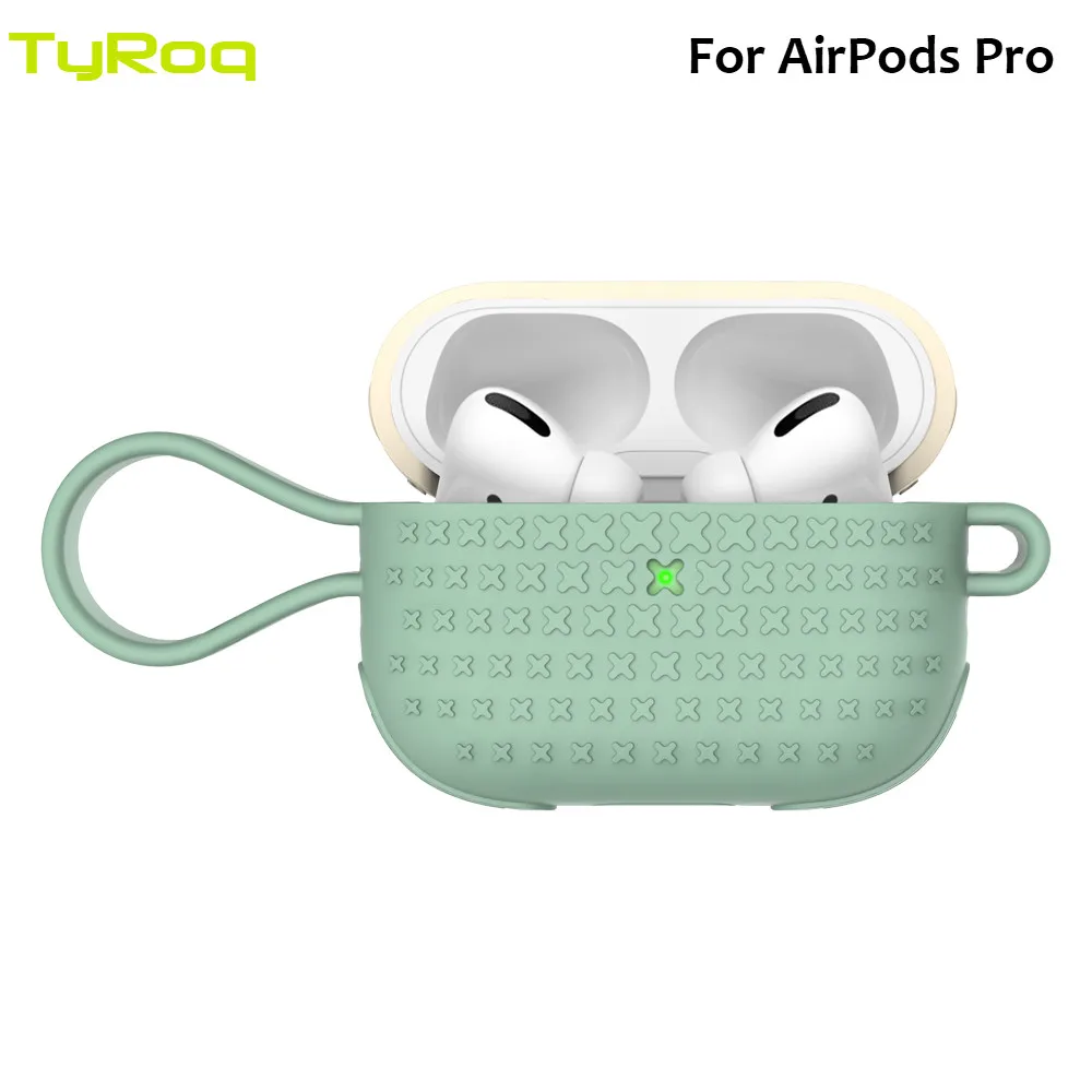 Силиконовый чехол TyRoq для Apple AirPods Pro с брелком, идеально подходит для AirPods Pro, защитный чехол для AirPods 3, противоударный