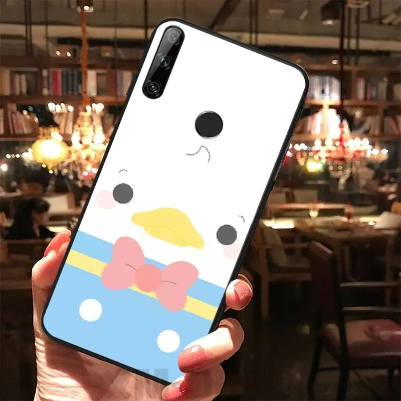 Cartoon cute duck funny Black TPU Soft Rubber Phone Cover For Huawei Y5 Y6 Y7 Y9 Prime Pro II 2019 2018 | Мобильные телефоны и
