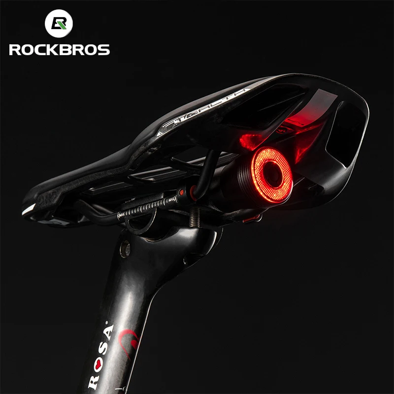 ROCKBROS, Интеллектуальное освещение для велосипеда, Предупреждение ющий тормозной сигнал, автоматический запуск/остановка, IPX6, IPx6, водонепроницаемый велосипедный задний светильник, велосипедный светильник