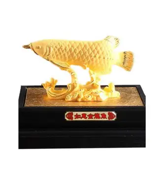 

YM Copper Statue Animal Statue Fish Sculpture Fabric Piacer Gold Crafts Holiday Gift Family Decorations Gold Arowana Ornaments