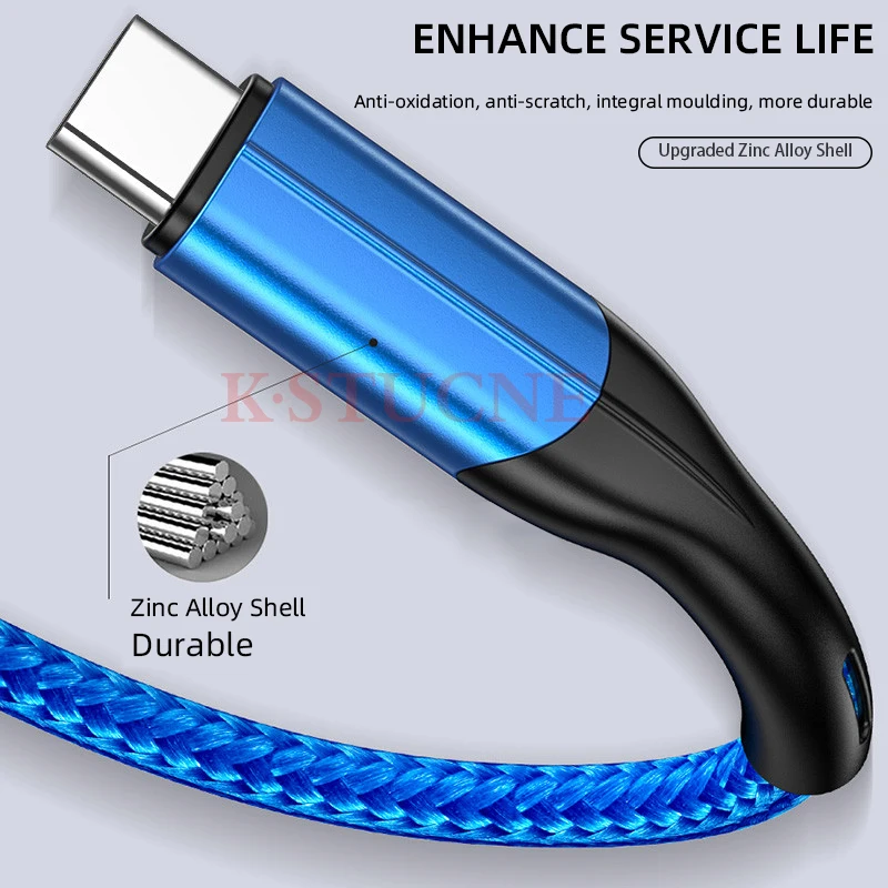 Кабель KSTUCNE 3,0 usb type C, 3 А, быстрая зарядка для Xiaom Redmi Note 7, кабель type-C для быстрой зарядки samsung S9 S10 S8 Plus, USB C