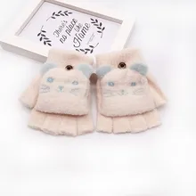 Милые рукавицы Мультфильмы для детей Для мальчиков и девочек, Зимние перчатки для дивана с рисунком кота из мультфильма, цветные теплые вязаные перчатки для детей