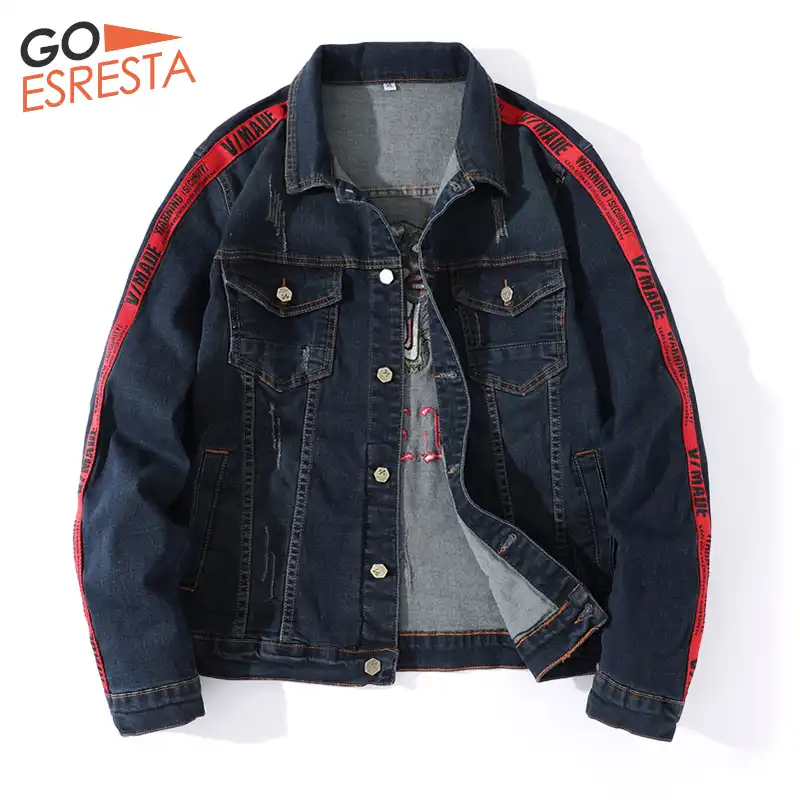 denim jacket with embroidery mens