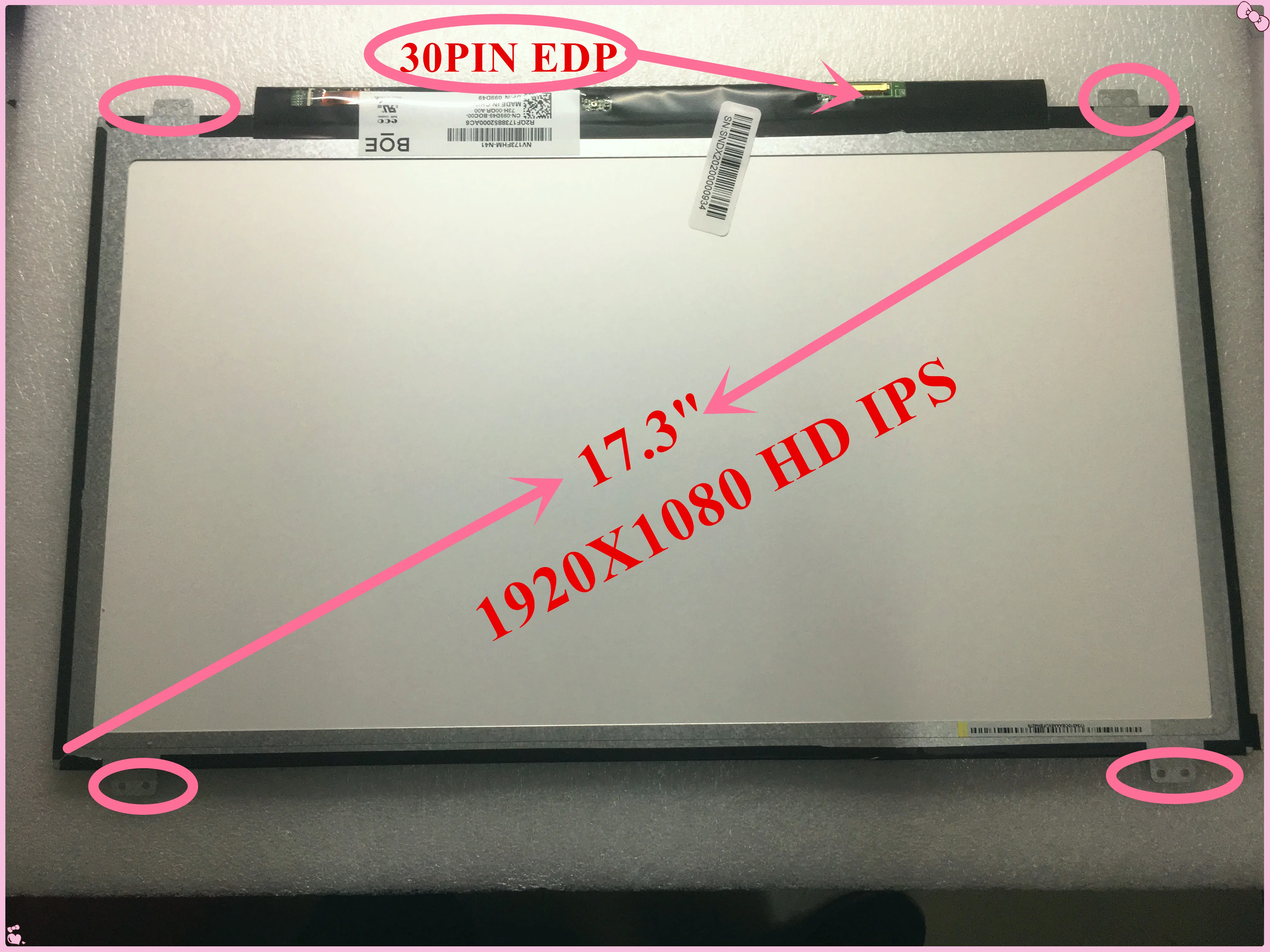 EDP NV173FHM-N41 30PIN SLIM 1920X1080 N173HCE-E31/B173HAN01.1 N42/LP173WF6 SP IPS