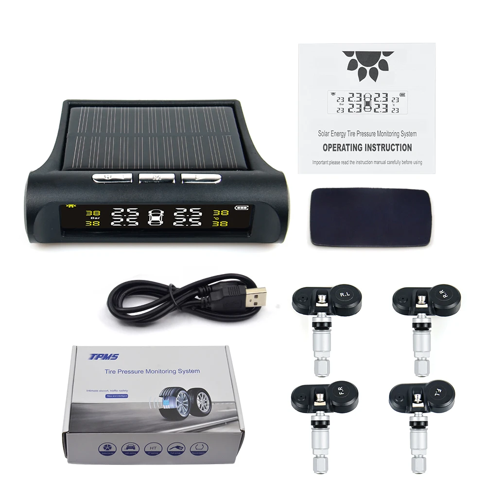 VSTM TPMS ЖК-дисплей Автомобильная беспроводная система контроля давления в шинах 4 внешних датчика для автомобилей солнечной энергии - Цвет: Internal Sensor