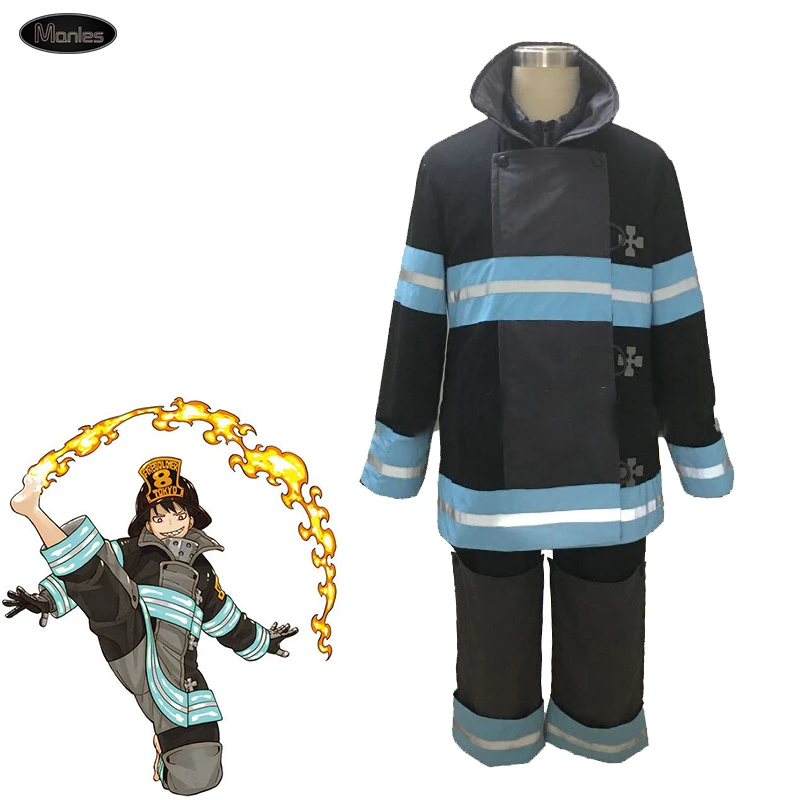 

Anime Fire Force Costume Blazing Firefighting Cosplay Fire Soldier 8 Halloween Outfit Suit Uniform Shinra Kusakabe Team Male